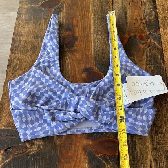 Revolve L*Space Womens L Twist Of Fate Sports Bra Purple Checkered Athletic Yoga - Picture 7 of 10